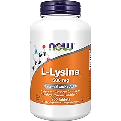 NOW Supplements, L-Lysine L-Lysine Hydrochloride 500 mg, Amino Acid, 250 Tablets