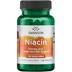 Swanson Niacin Vitamin B3 - Vitamin Supplement Supporting Heart Health and Carbohydrate Metabolism - Promotes Natural Energy Production - 250 Tablets, 100mg NE Each