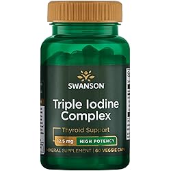 Swanson Triple Iodine Complex-Natural Supplement for Vital Thyroid Support-Promotes Metabolic Function, Increased Red Blood Cell Production, Heart Health-60 Veggie Capsules, 12.5mg Each 1 Pack