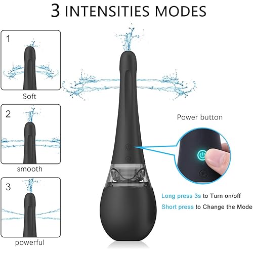 Automatic Electric Douche Enema Bulb, Adorime Rechargeable Cleansing System with 3 Intensities Modes 5 Sprinklers, Waterproof Silicone Cleaner Kit for Men Women Beginner Personal Health Care