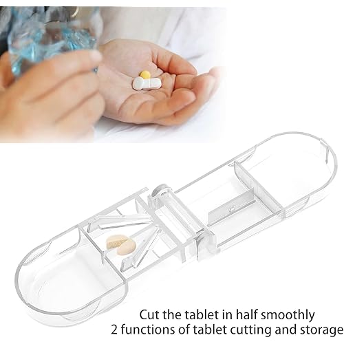 Pill Cutter, Compact Portable Storage Box Tablet Cutter Safe Eco Friendly Professional for Home Travel for Outdoor ActivitiesTransparent Color