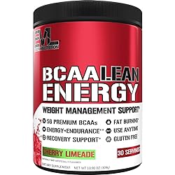 EVL BCAA Lean Energy Powder - Pre Workout Powder Amino Energy Fat Burner Support with BCAAs Amino Acids and Clean Energizers- BCAA Powder Post Workout Lean Muscle Recovery Drink - Cherry Limeade