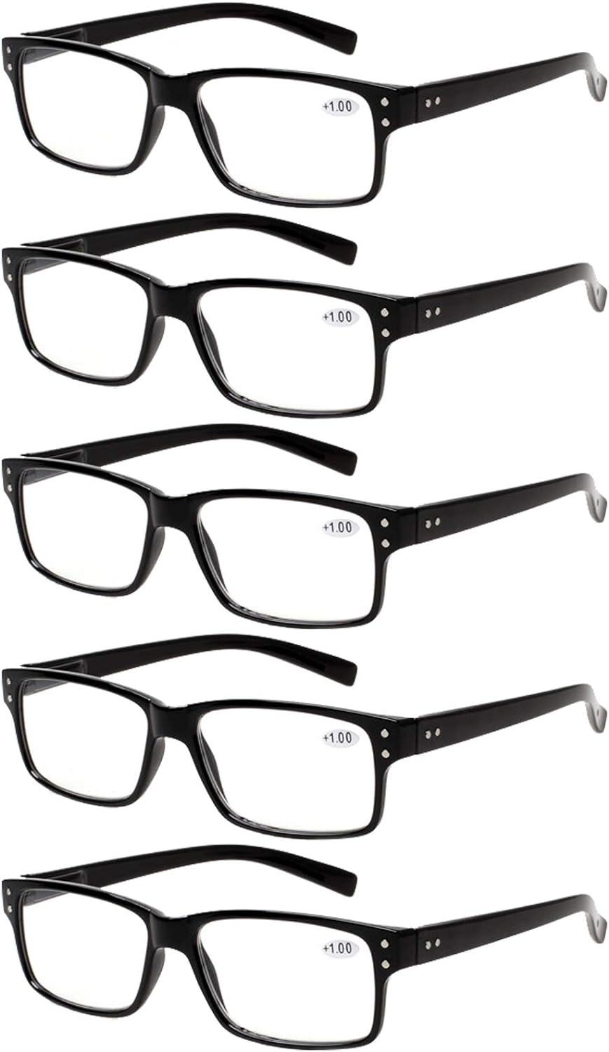 Reading Glasses 5 Pairs Quality Readers Spring Hinge Glasses for Reading for Men and Women