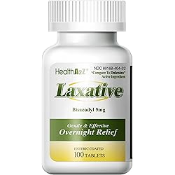 HealthA2Z Laxative Bisacodyl 5mg | 100 Counts | Gentle and Fast Overnight Relief for Constipation