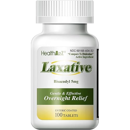 HealthA2Z Laxative Bisacodyl 5mg | 100 Counts | Gentle and Fast Overnight Relief for Constipation
