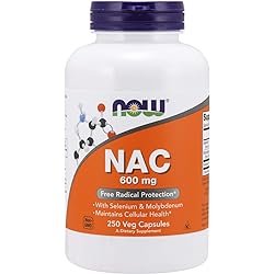 NOW Supplements, NAC N-Acetyl Cysteine 600 mg with Selenium & Molybdenum, 250 Veg Capsules