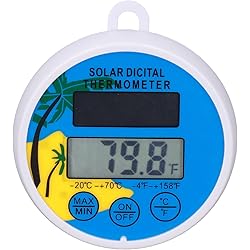 DAUERHAFT Floating Water Thermometer, Accurate Minimum Maximum Solar Thermometer 160mAh ℉ ℃ Temp Small for Spa Pool