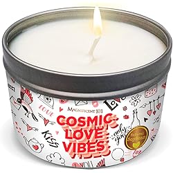 Magnificent 101 Cosmic Love Vibes 6-oz. Candle in Tin Holder; 100% Natural Soy Wax with Sage, Azahar & Gardenia Essential Oils for Aromatherapy, Energy Cleansing & Intention Setting; A Great Gift