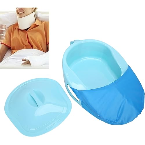 Thick Smooth and Burr-Free Bedpan Seat Urinal-Easy to Clean PP Bedridden,Free Handle Health Care Medical Supplies for Patient Hospital Home Elderly Men Women Emergency DeviceBlue
