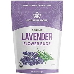 Nature Restore USDA Certified Organic Dried Lavender Flowers, Loose Leaf, Extra Grade, 4 Ounces