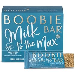 Boobie Bar Superfood Lactation Bars, Lactation Snacks for Breastfeeding to Increase Milk Supply, Fenugreek-Free, Gluten-Free, Dairy-Free, Vegan - Blueberry Muffin 1.7 Ounce Bars, 6 Count