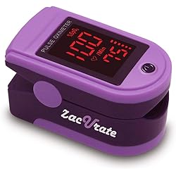 Zacurate Pro Series 500DL Fingertip Pulse Oximeter Blood Oxygen Saturation Monitor with Silicon Cover, Batteries and Lanyard Mystic Purple