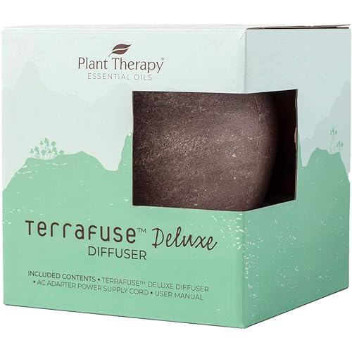 Plant Therapy TerraFuse Deluxe Brown Diffuser and 7 & 7 Gift Set 7 Single Oils & 7 Essential Oil Blends