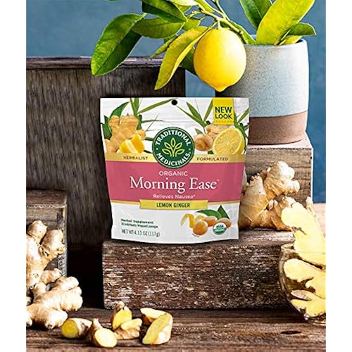 Traditional Medicinals Organic Morning Ease Anti-Nausea Lozenges, Relieves Morning Sickness Associated with Pregnancy, Lemon Ginger 30 count