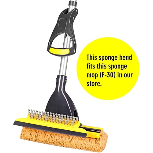 Yocada Sponge Mop Replacement Refill Head Home Commercial Use Tile Floor Bathroom Garage Cleaning Easily Dry Wringing 2 PCS