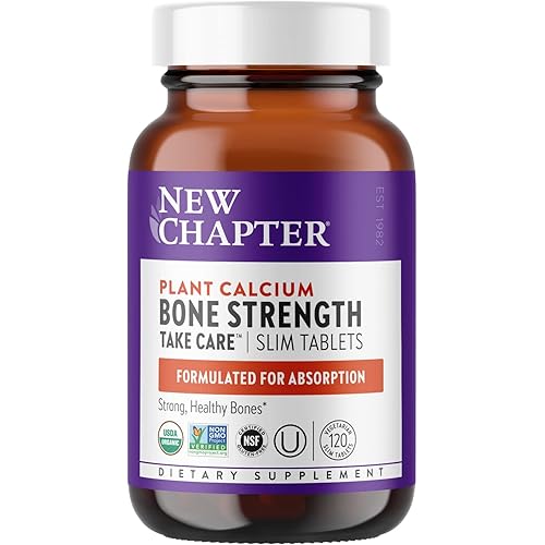 New Chapter Calcium Supplement – Bone Strength Organic Plant Calcium with Vitamin K2 D3 Magnesium, Vegetarian, Gluten Free - 120 Count 40 Day Supply