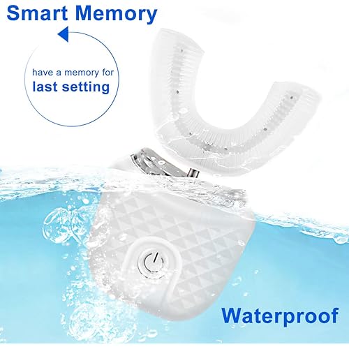 Ultrasonic Electric Toothbrush, U Shaped Automatic Toothbrush for Adults 360° Whole Mouth Toothbrush Whitening Wireless Charging IPX7 Waterproof