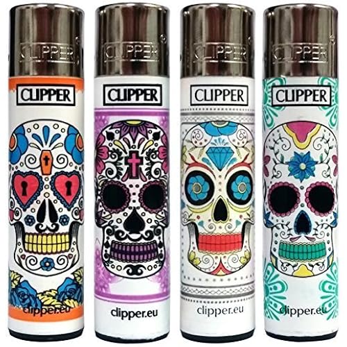 Bundle - 4 Items - Clipper Lighter Sugar Skulls "Mexican Skulls" Collection by Clipper