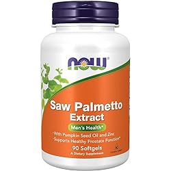 NOW Supplements, Saw Palmetto Extract with Pumpkin Seed Oil and Zinc, Men's Health, 90 Softgels
