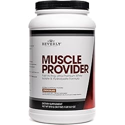 Beverly International Muscle Provider Protein Powder 30 servings, Chocolate. 10X-Strength whey protein hydrolysate-isolate for rapid lean muscle repair and growth. Easy bloat-free digestion