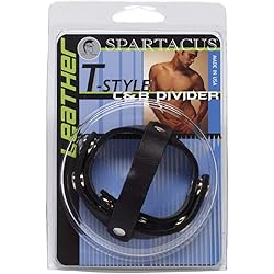 Spartacus T Style Divider Black Leather Cockring