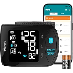 Meraw Bluetooth Wrist Blood Pressure Machine,FSA HSA Approved High Accuracy Blood Pressure Cuff Wrist 5.3-8.5 inch with Irregular Heartbeat Monitoring, Unlimited Memories in APP Aspen