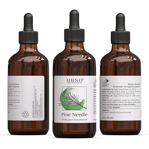 HBNO Pine Needle Oil 4 oz 118ml - 100 % Pure & Natural Pine Essential Oil - Therapeutic Grade Pine Oil for Aromatherapy, Skin, Hair & Diffuser