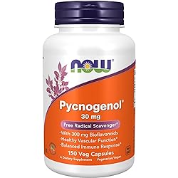 NOW Supplements, Pycnogenol 30 mg a Unique Combination of Proanthocyanidins from French Maritime Pine with 300 mg Bioflavonoids, 150 Veg Capsules