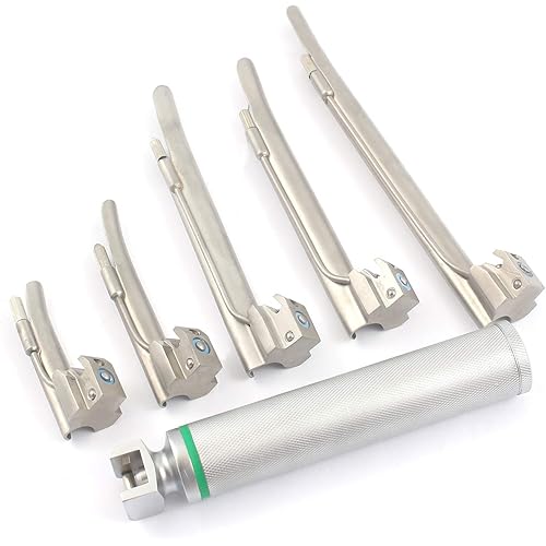 G.S Airway Intubation Deluxe Conventional Set - Set of 9 Blades Straight Curved & 2 Handles First Responder Kit