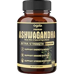 5in1 Premium Ashwagandha Capsules, High Extracted Capsule Equivalents to 5200mg Powder. Added Turmeric, Rhodiola Rosea, Ginger, Black Pepper. Strength and Spirit Support - 1Pack - 180 Caps - 6 Months