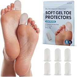 Dr. Frederick's Original Gel Toe Caps - 6 Pieces - Big Toe Guards for Protection of Ingrown Toenails, Corns, Calluses, Blisters, and More - Large