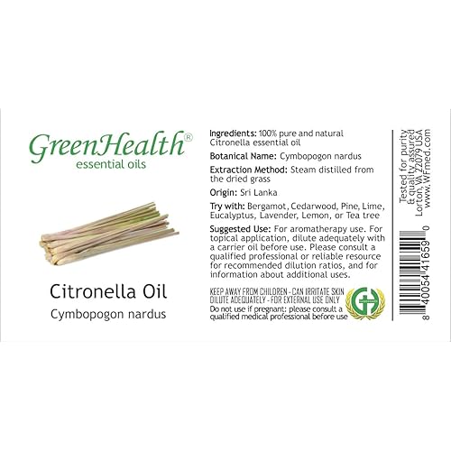 Citronella Essential Oil – 16 fl oz 473 ml – 100% Pure Essential Oil - GreenHealth