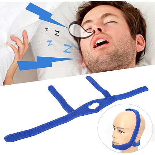 Stop Snoring Head Band, Effective Snoreless Sleeping Solution Adjustable Breathable Flexible Snoring Chin Strap for Snore Reduction for MenBlue