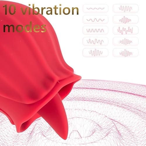 2022 Newly Women Rose Vibrabrators Tongue Suck & Lick 10 Modes Nipple Sucker Sucking Toys Vibrant Rose Flowers Adult The Rose Toy for Women Couples-vibrartorer Toy for Women 02-Red