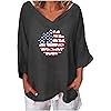 V-Neck Independence Day 942 Women's and Linen Three-Quarter Sleeve Tops Cotton Valentine mesh Ruched 839s Boutique Work Silk Cut Quarter cami Summer Pleasure Animal Maternity cro