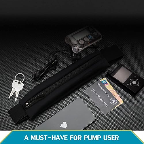 Adult Insulin Pump Belt No-Bounce Diabetic T1D Medical Holder Expandable Pouch Adjustable Band Accessories Hole for Tubing Epipen Men Women