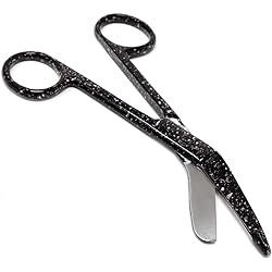 Black Dew Drops Pattern Color Lister Bandage Scissors 5.5" 14cm, Stainless Steel