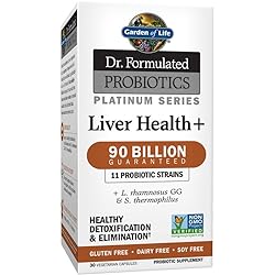 Garden of Life Dr. Formulated Probiotics Platinum Series Liver Health 90 Billion CFU , One a Day Probiotic for Healthy Detoxification & Elimination Support, Vegan, Gluten Free, 30 Capsules