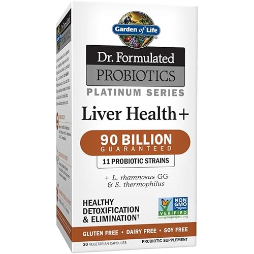 Garden of Life Dr. Formulated Probiotics Platinum Series Liver Health 90 Billion CFU , One a Day Probiotic for Healthy Detoxification & Elimination Support, Vegan, Gluten Free, 30 Capsules