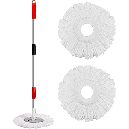 Mop and Bucket with Wringer Set 360° 3psc Microfiber Spin Mop with Bucket and Dual Mop Heads Self Wringing Spinning Mop Telescoping Handle Easy Floor Mop Mop Bucket Wringer Set 20QT
