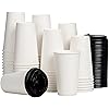 Disposable Coffee Cups with Lids 16 oz [100 pack], Hot Paper Cups, To Go Coffee Cups with Lids, Compostable Eco-Friendly