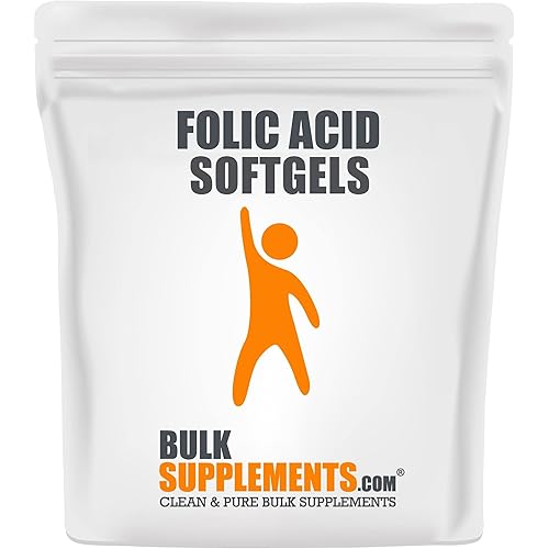 BulkSupplements.com Folic Acid 1000 mcg Softgels - Folate Supplement for Women - Folic Acid Supplement - Vitamin B9 Supplement - Folic Acid Prenatal Vitamins 300 Count - 300 Servings