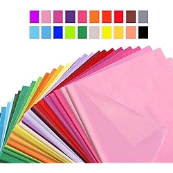 Multicolored Tissue Paper 20"x26" 100 Pack, 25 Colors, Art Tissue for Gifts, Games, Birthdays, Easter, Mothers Day, Graduations, Gift Wrap, Crafts, DIY Paper Flowers and More