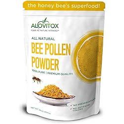 Alovitox Bee Pollen Powder | 100% Pure, Fresh Natural Raw Bee Pollen | Superfood Packed with Antioxidant, Protein, Vitamins B6, B12, C, A& More | Bee Friendly, Gluten Free 16 Oz