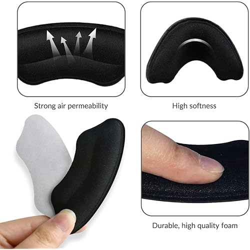 6 Pairs Heel Grips Liner Leather Heel Grips Cushions to Improve Shoe Comfort Suitable for Loose Shoes, Permitted to Both Men and Women Black