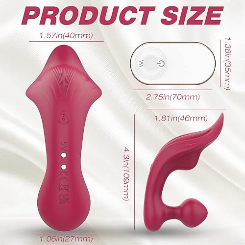 Wearable Clitoral Panty Vibrator Sex Toy for Women, Vibrating Panties Rose Vibrator Anal Butt Plug Remote Control with 9 Vibrations, Waterproof Clitoris and Anal Stimulation Vibrator for Women Couples