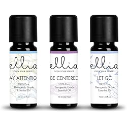 Ellia Diffuser Essential Oil | Pay Attention, Be Centered, Let Go Blends | 10ml 3-pack, 100% Pure, Therapeutic Grade