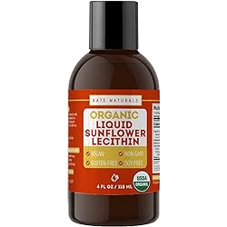 Organic Sunflower Lecithin Liquid for Brownies, Gummies and Cooking 4oz by Kate Naturals. Vegan & Gluten Free. Organic Liquid Lecithin Sunflower for Lactation Supplement, Baking, and Smoothies