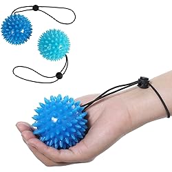 Hand Balls for Exercise and Physical Therapy 2 Pack - Adjustable Wrist Strap to Prevent Falling - for Kids, Elderly and Adults - 2 Resistance Levels Stress Relief Ball Relieve Wrist & Thumb Pain