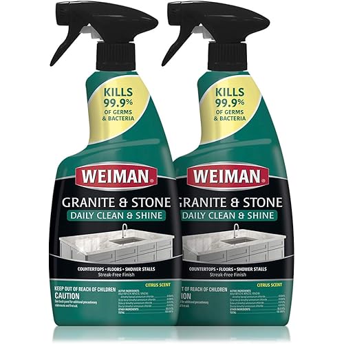 Weiman Disinfectant Granite Daily Clean & Shine 32 Ounce 2 Pack Safely Clean Disinfect and Shine Granite Marble Soapstone Quartz Quartzite Slate Limestone Corian Laminate Tile Countertop